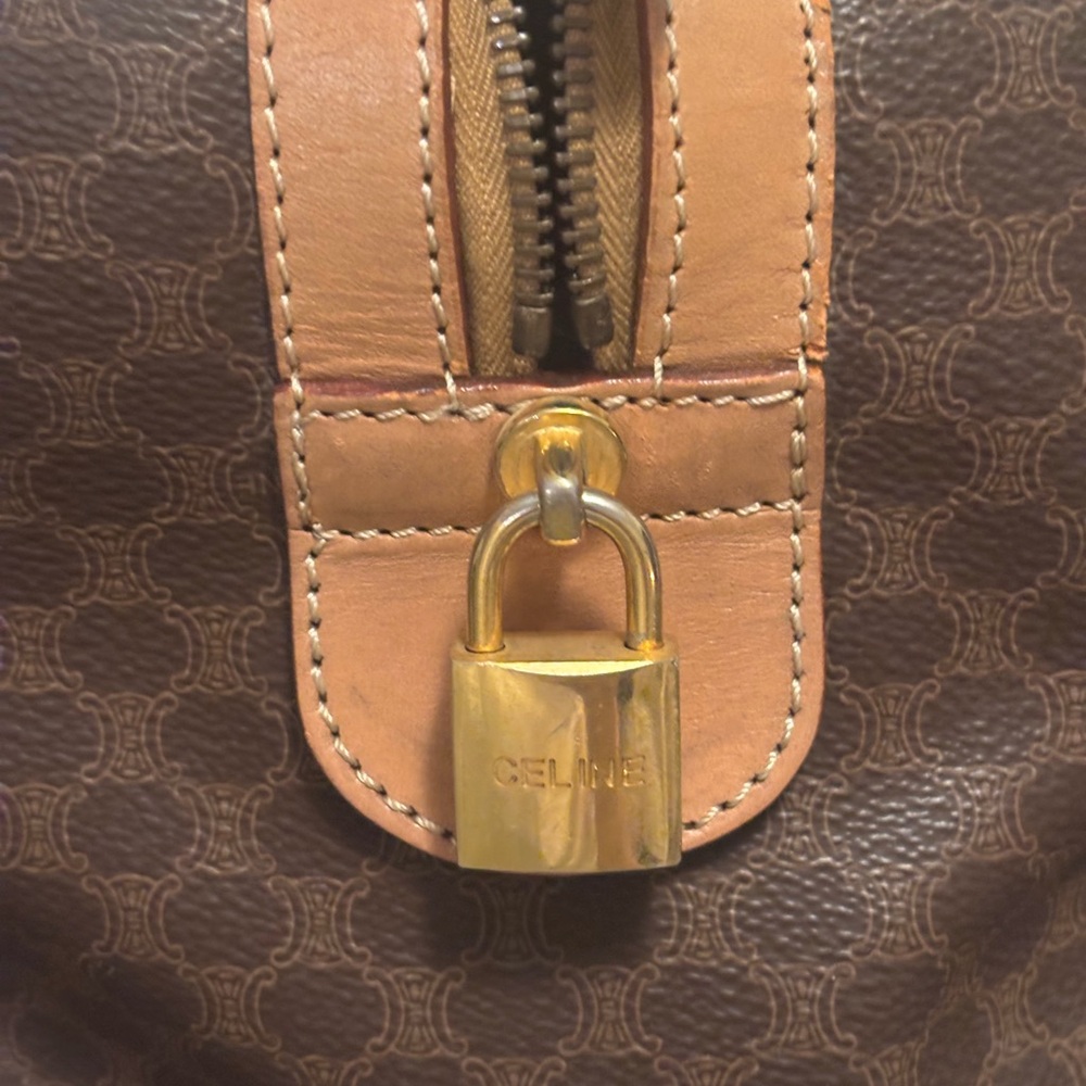 CELINE Paris Triomphe Design Boston Travel Duffle Bag Vintage EUC - Picture 5 of 16